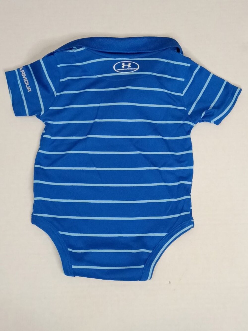 Under Armour Baby Boys Polo Bodysuit 0/3M Blue Striped HeatGear - Picture 2 of 3